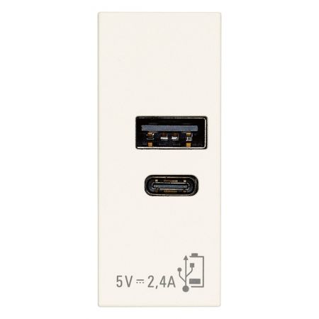 VTIČNICA USB A+C 5V 2,4A 12W BELE BARVE 30292.ACB